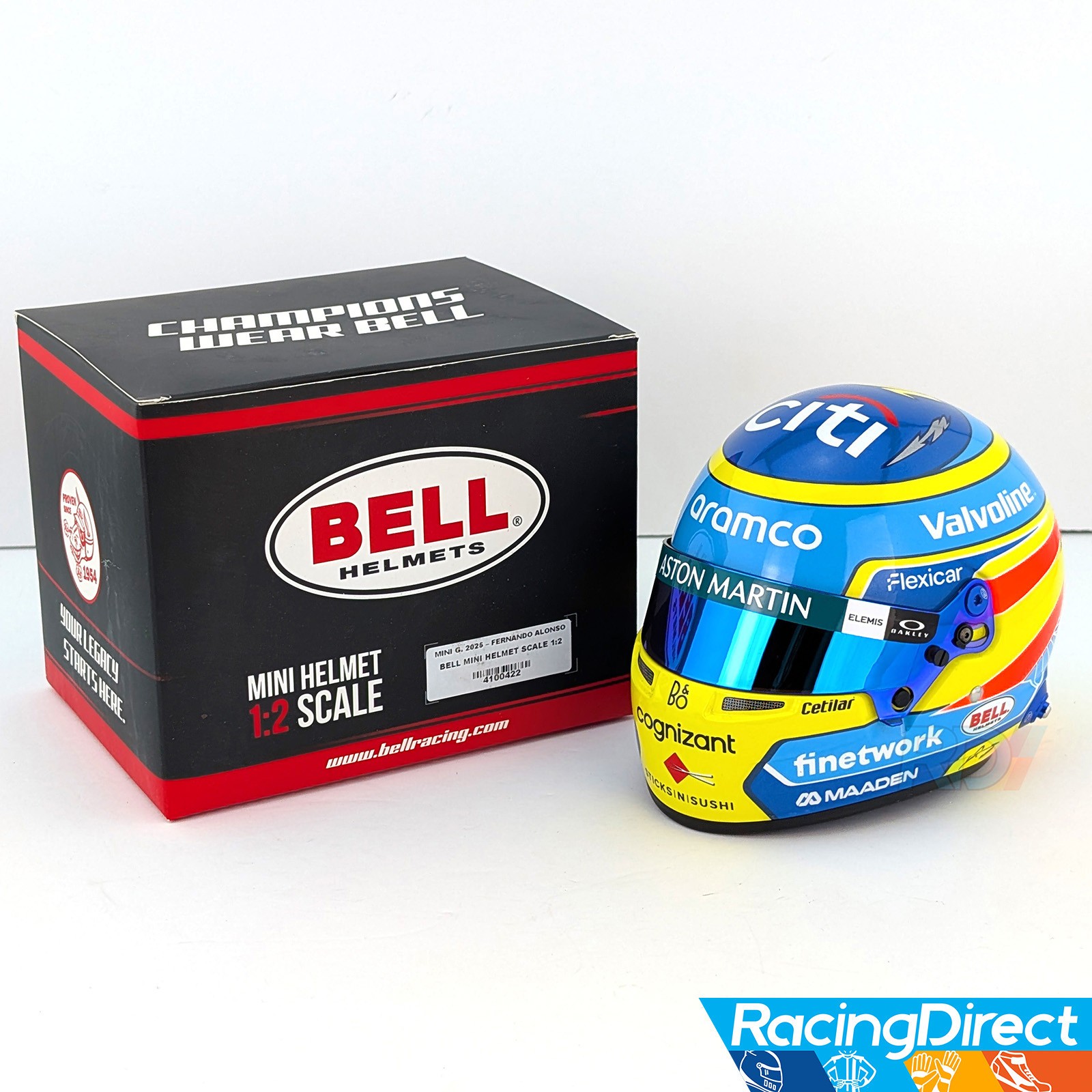 2025 Fernando Alonso Mini Helmet - 1:2 Scale - Bell F1 Aston Martin - 4100422 2025 Fernando Alonso Mini Helmet - 1:2 Scale - Bell F1 Aston Martin - 4100422
