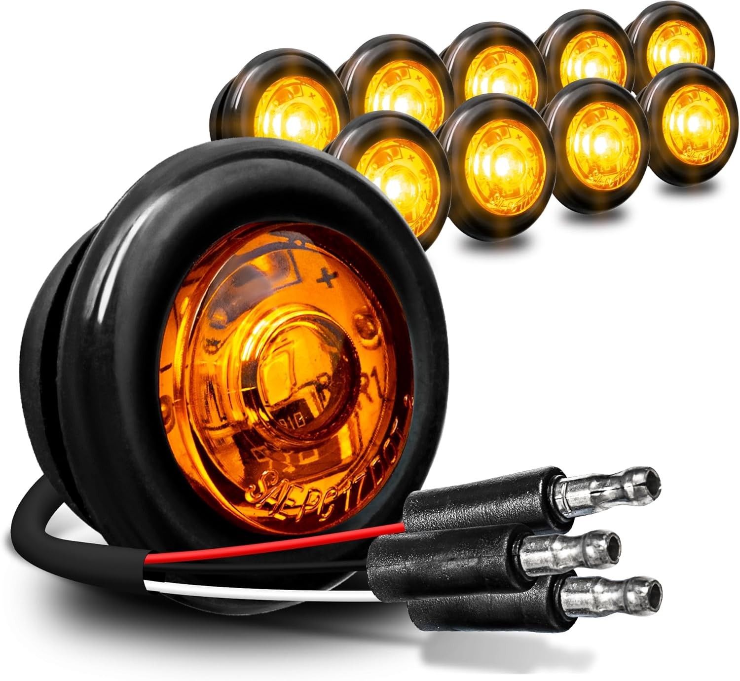 TRUE MODS 10pc 3/4" Inch Round Amber Trailer 12V LED 10 Pack, (TBT)