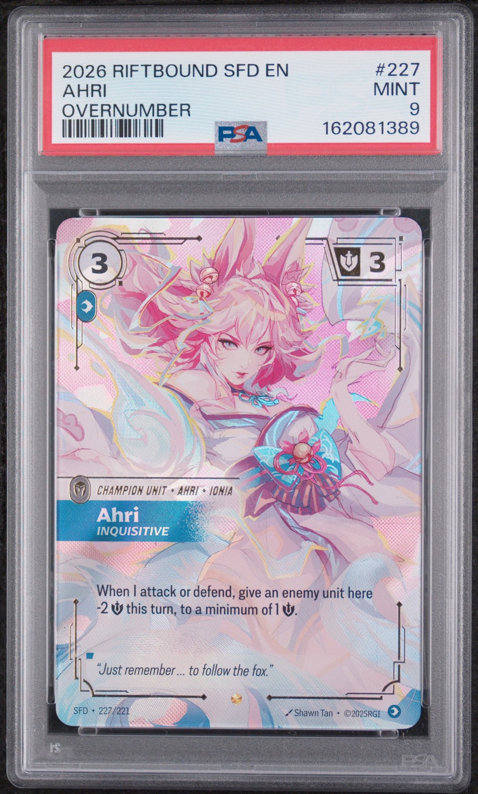 2026 RIFTBOUND: LEAGUE OF LEGENDS SFD-SPIRITFORGED #227 AHRI - INQUISITIVE PSA 9 2026 RIFTBOUND: LEAGUE OF LEGENDS SFD-SPIRITFORGED #227 AHRI - INQUISITIVE PSA 9