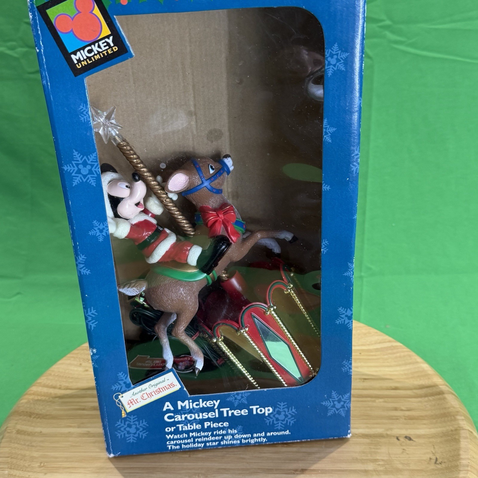 Vtg 1997 Disney Mickey Mouse/Reindeer Carousel Tree Top Topper Tested Works Vtg 1997 Disney Mickey Mouse/Reindeer Carousel Tree Top Topper Tested Works
