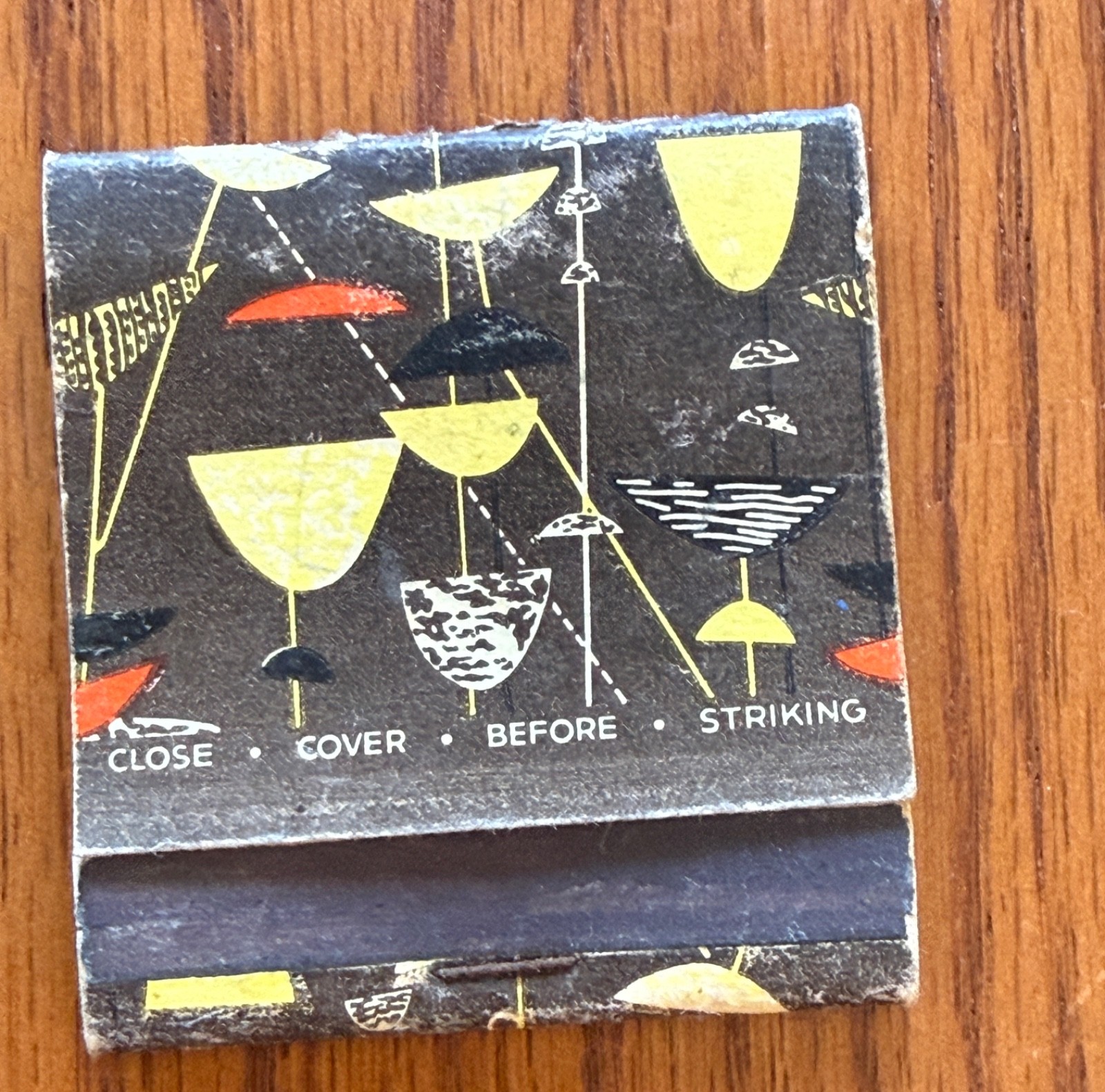 cool mod MCM vintage atomic match book, used