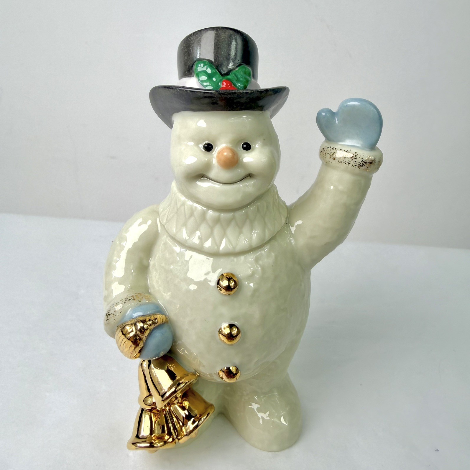 Lenox Ivory Snowman Collection Holding Christmas Bells Porcelain Figurine Lenox Ivory Snowman Collection Holding Christmas Bells Porcelain Figurine