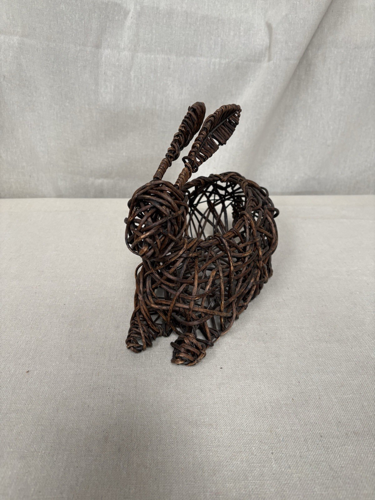 Rustic Brown Wicker Bunny Basket