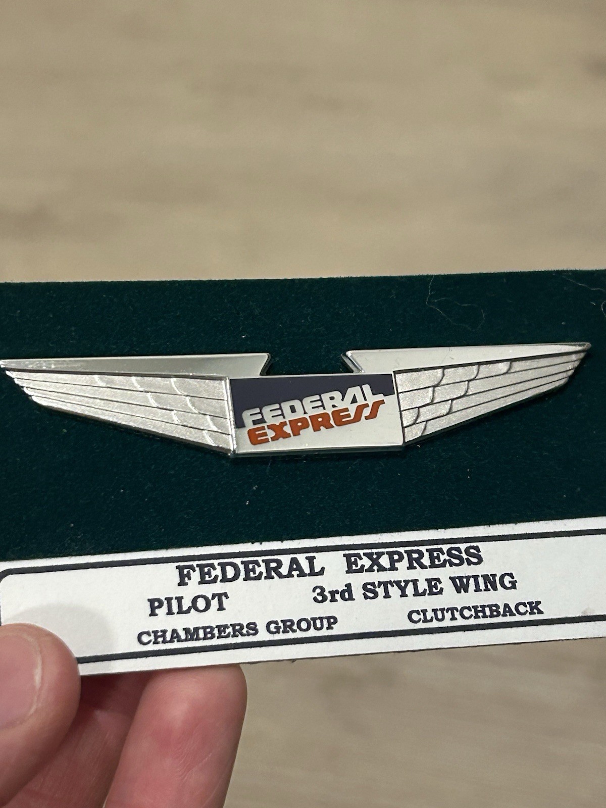 Vintage Federal Express Pilot Wings Pin 3rd Style Chambers Group FedEx Badge Vintage Federal Express Pilot Wings Pin 3rd Style Chambers Group FedEx Badge