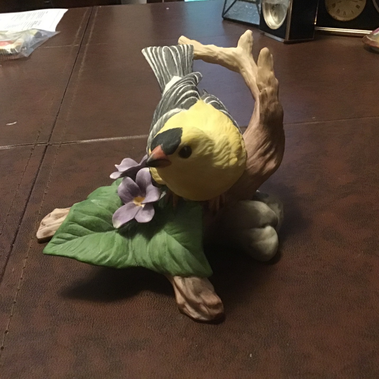 Boehm goldfinch with violets 40382 USA made Boehm goldfinch with violets 40382 USA made