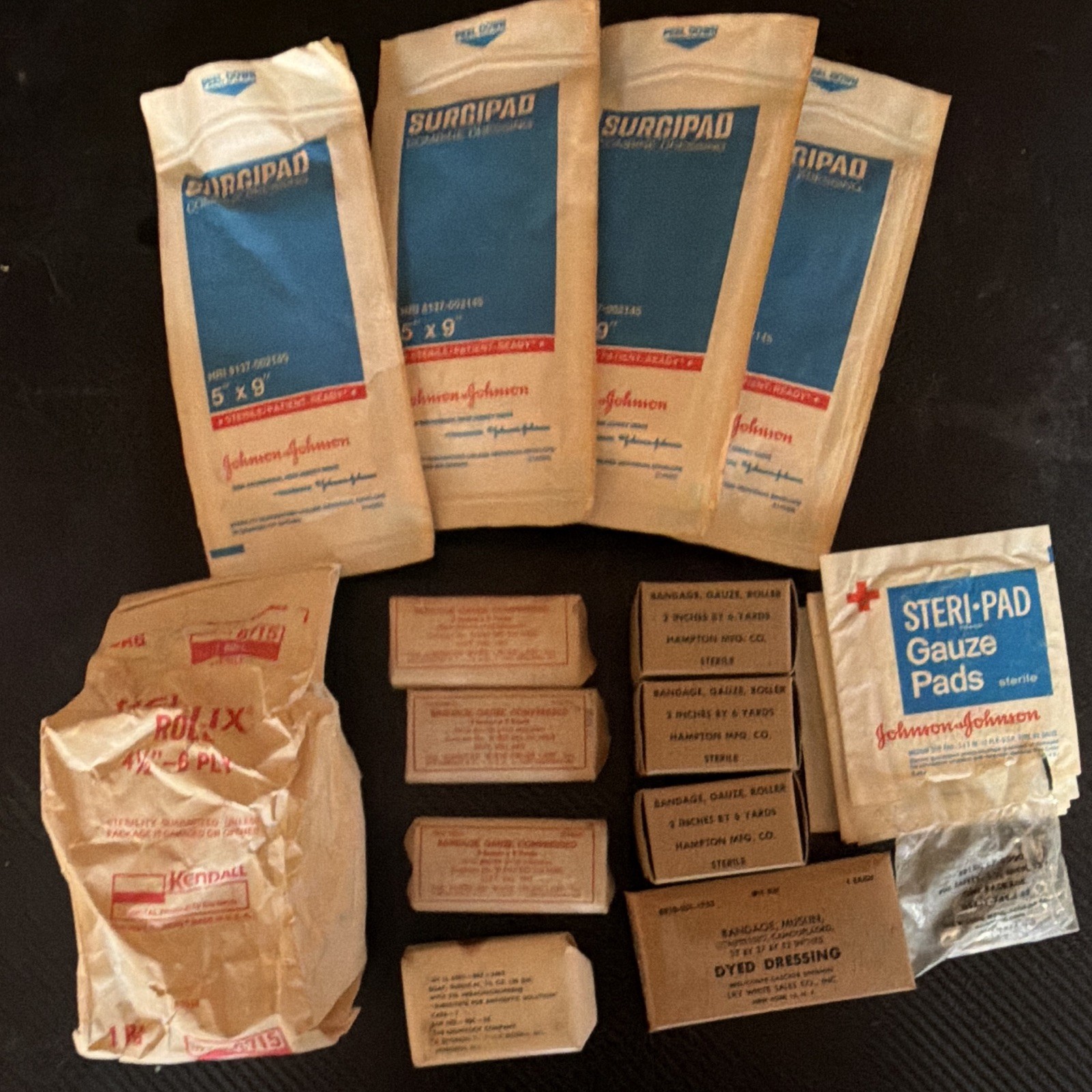 Vintage Military Style Field Dressing Gauze Lot Retro J&J Medical Collectibles Vintage Military Style Field Dressing Gauze Lot Retro J&J Medical Collectibles