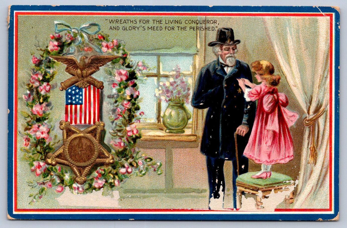 Patriotic Postcard c1910 Decoration Day Veteran Girl American Flag Tuck's Patriotic Postcard c1910 Decoration Day Veteran Girl American Flag Tuck's