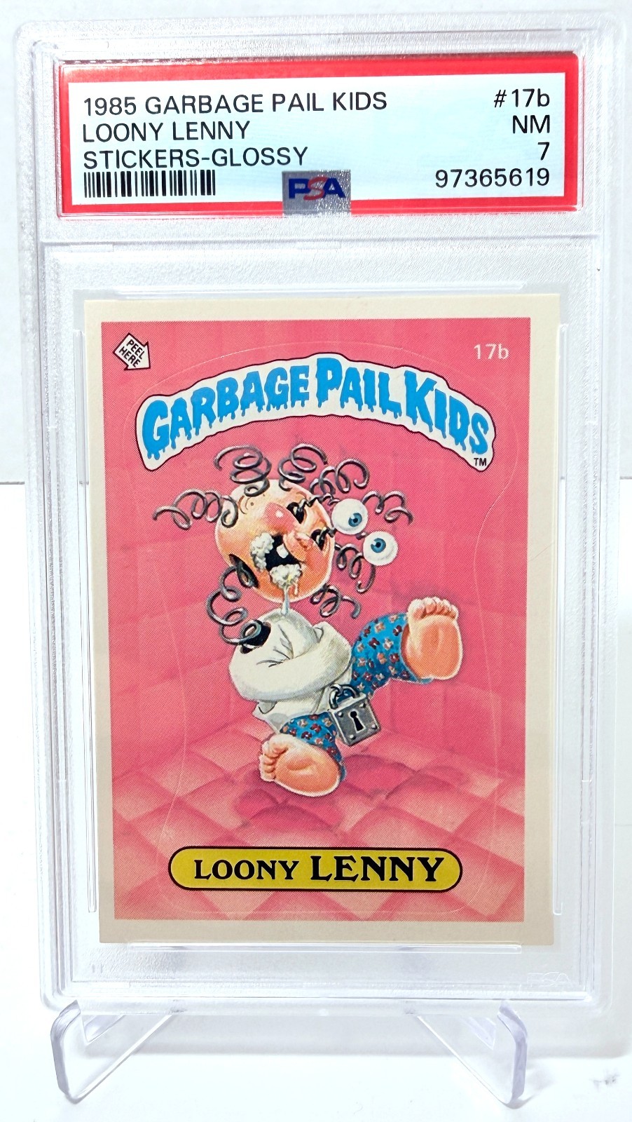 1985 Topps Garbage Pail Kids Series 1 - #17b Loony Lenny - PSA 7 NM 1985 Topps Garbage Pail Kids Series 1 - #17b Loony Lenny - PSA 7 NM