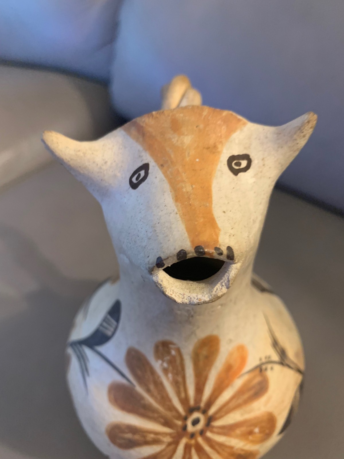 Vintage Acoma Pueblo Pottery Cow Effigy Pitcher, Unsigned, ca. 1935-1940, 6-1/4"