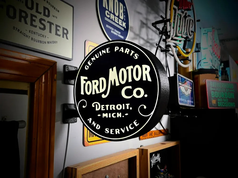 Ford Motor Co Genuine Parts LED Sign Double Sided Garage Man Cave Ford Motor Co Genuine Parts LED Sign Double Sided Garage Man Cave