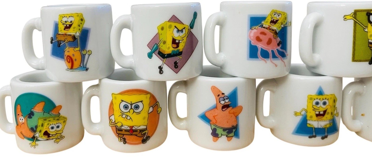 VTG SPONGEBOB SQUAREPANTS MINI MUGS PLASTIC CAPSULES GUMBALL MACHINE SET OF 13 VTG SPONGEBOB SQUAREPANTS MINI MUGS PLASTIC CAPSULES GUMBALL MACHINE SET OF 13
