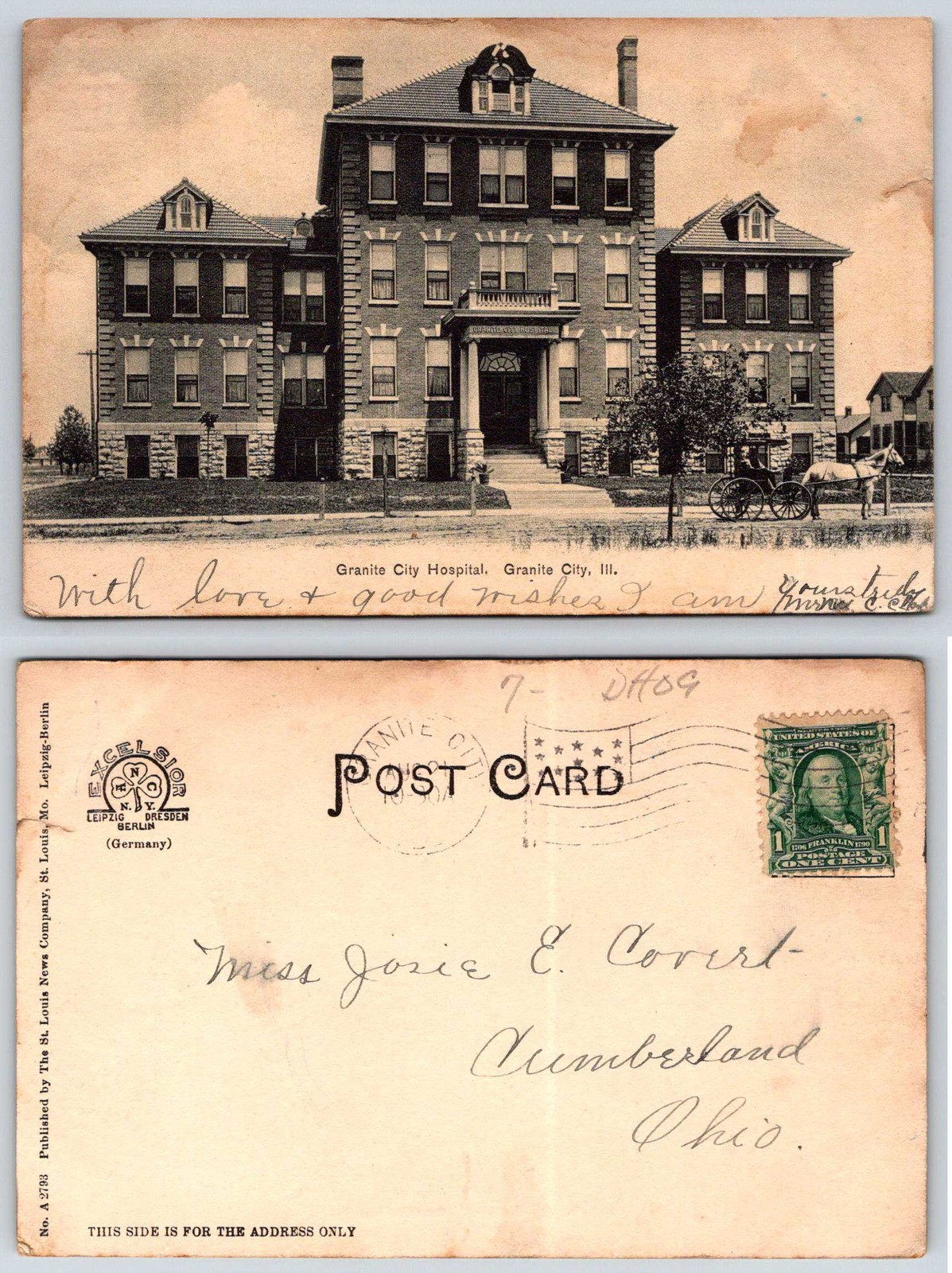 Granite City Illinois Granite City Hospital Postcard AC54 Granite City Illinois Granite City Hospital Postcard AC54