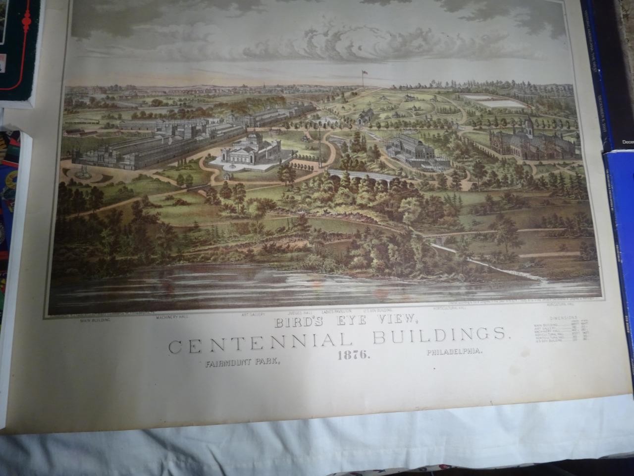 ANTIQUE 1876 Philadelphia Centennial Exposition "LARGE COLOR PRINT" ANTIQUE 1876 Philadelphia Centennial Exposition "LARGE COLOR PRINT"