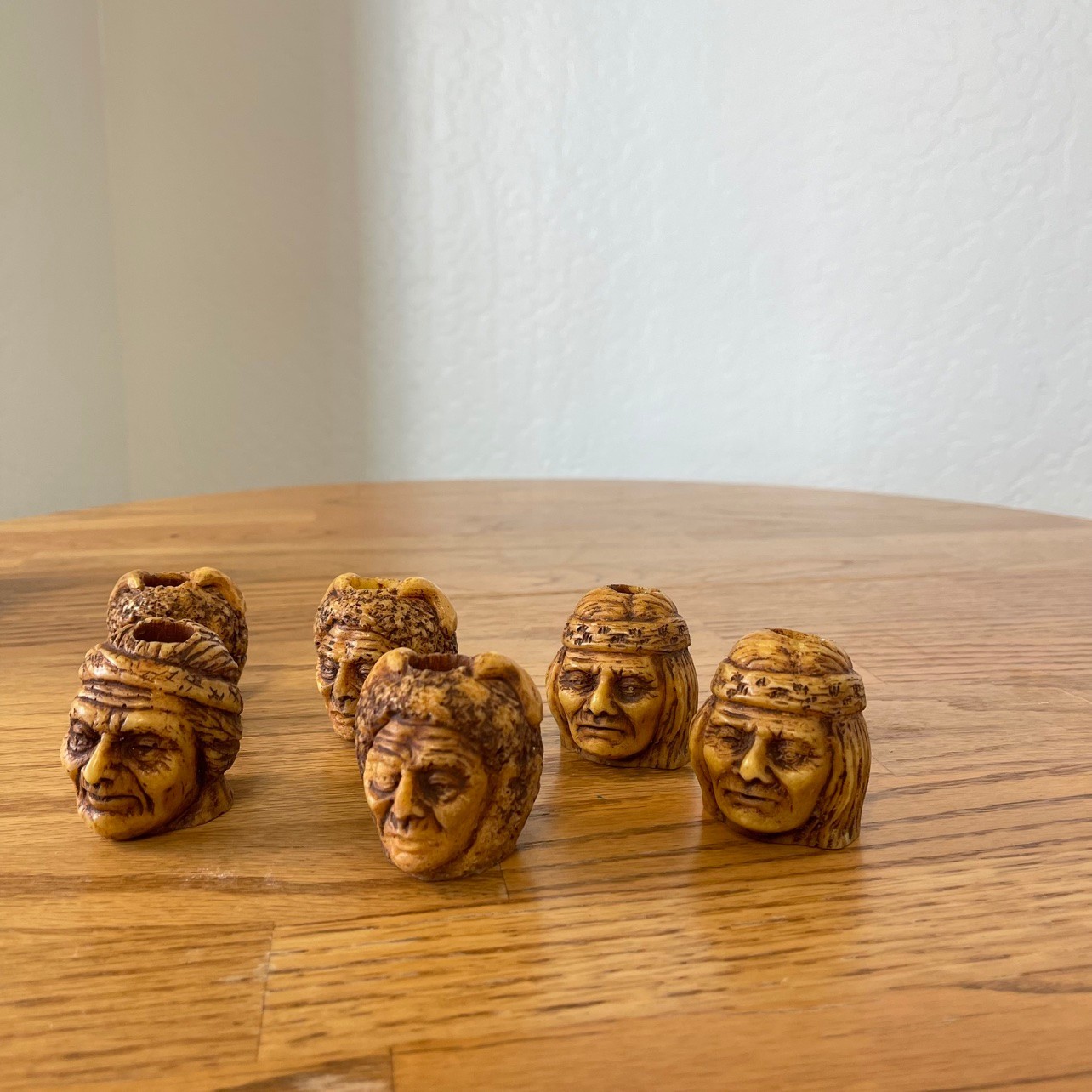 Vintage Native American Indian Chief Head Figural Pipe Bowls Lot of 6 Vintage Native American Indian Chief Head Figural Pipe Bowls Lot of 6