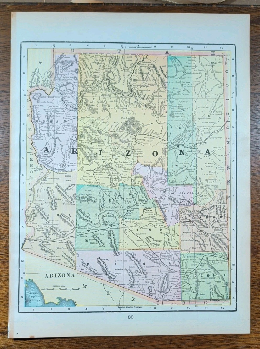 Vintage 1898 ARIZONA TERRITORY 11"x14" Old Antique Original HOLBROOK KINGMAN AZ Vintage 1898 ARIZONA TERRITORY 11"x14" Old Antique Original HOLBROOK KINGMAN AZ