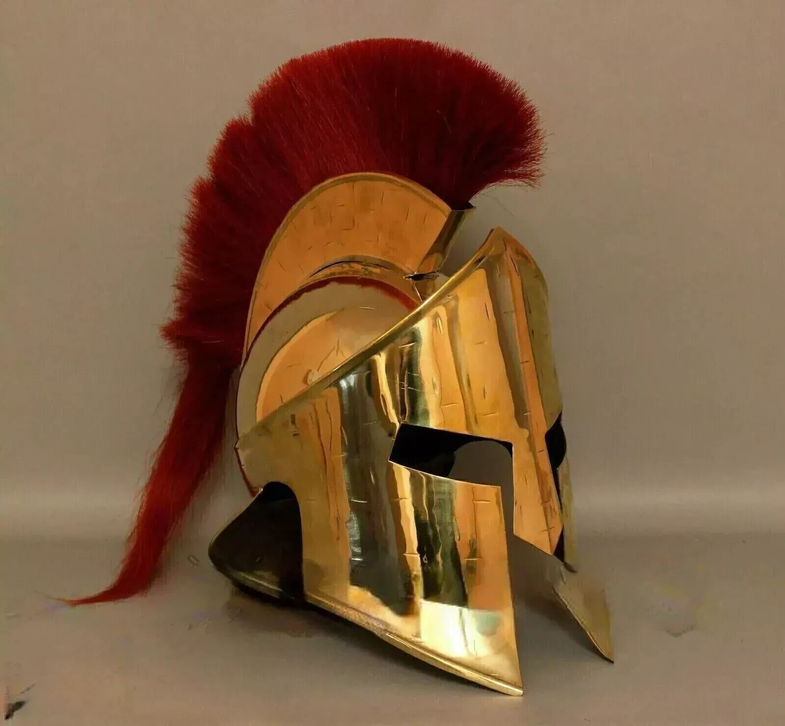 Medieval Vintage 300King Leonidas Spartan Helmet Gold Finish With Red Plume Gift
