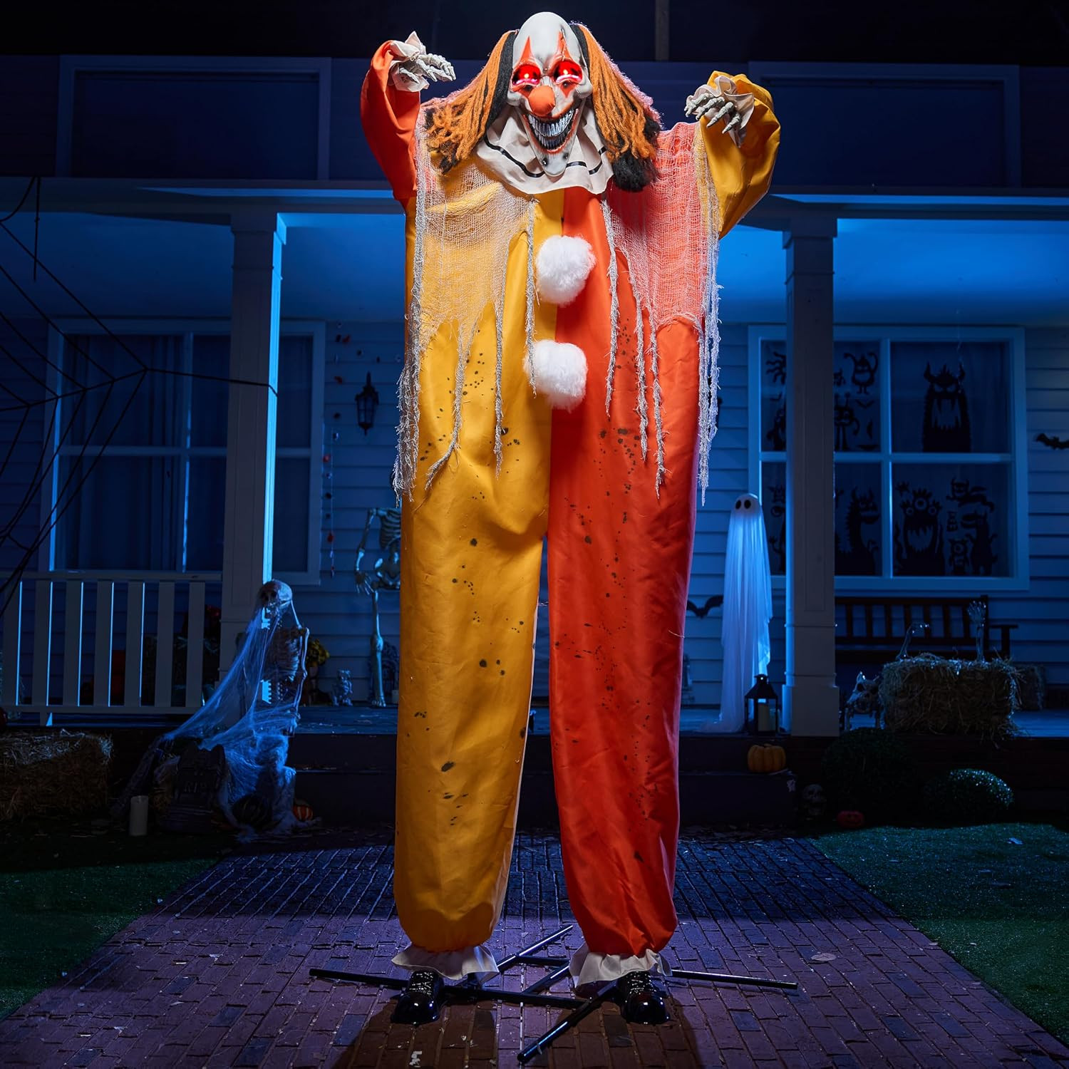 8.2 Ft Outdoor Halloween Clown Animatronic, Light-Up Yard Prop Decor Set 8.2 Ft Outdoor Halloween Clown Animatronic, Light-Up Yard Prop Decor Set