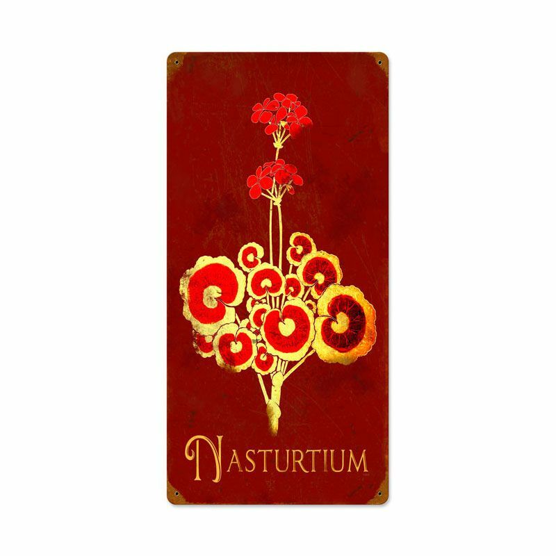 NASTURTIUM RED FLOWERS 24" HEAVY DUTY USA MADE METAL HOME DECOR GARDEN SIGN NASTURTIUM RED FLOWERS 24" HEAVY DUTY USA MADE METAL HOME DECOR GARDEN SIGN