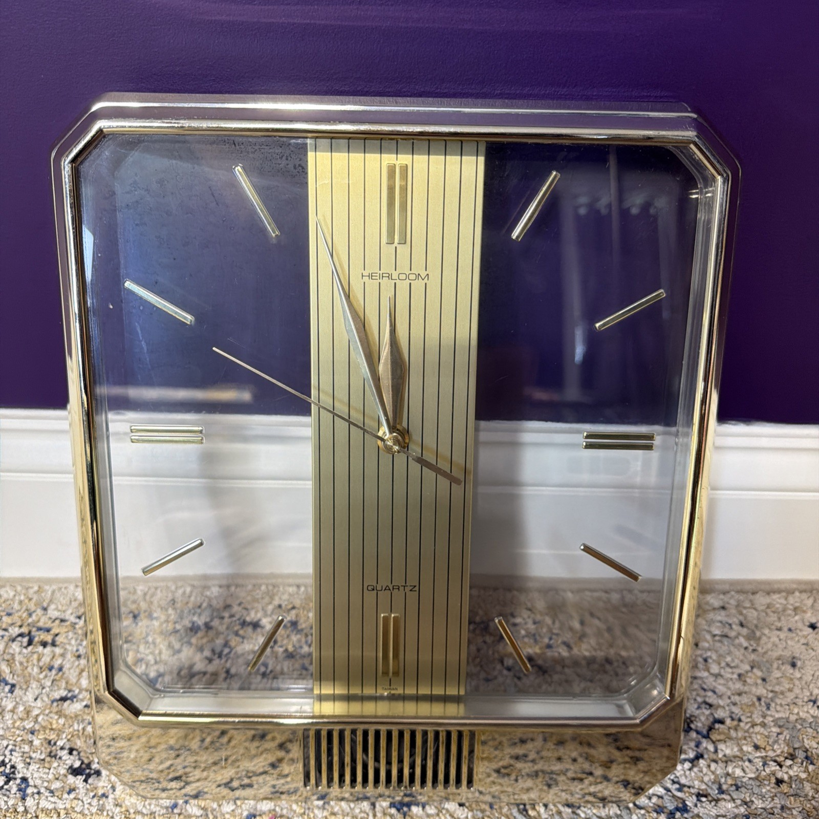 Vintage Marcel 1980s Hour Strike Quartz Clock Gold Tone Taiwan Tested Vintage Marcel 1980s Hour Strike Quartz Clock Gold Tone Taiwan Tested