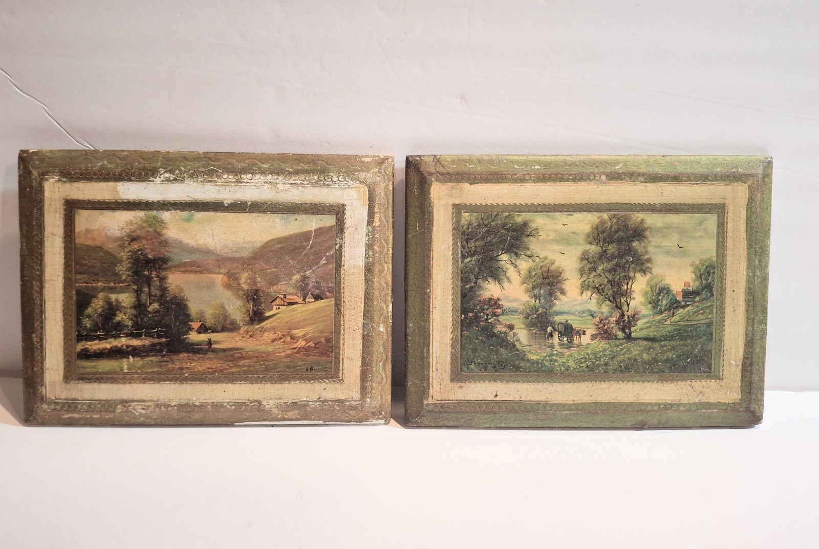 VINTAGE Italian Florentine Gilded Wooden Plaques Landscaped Scenes WALL ART VINTAGE Italian Florentine Gilded Wooden Plaques Landscaped Scenes WALL ART