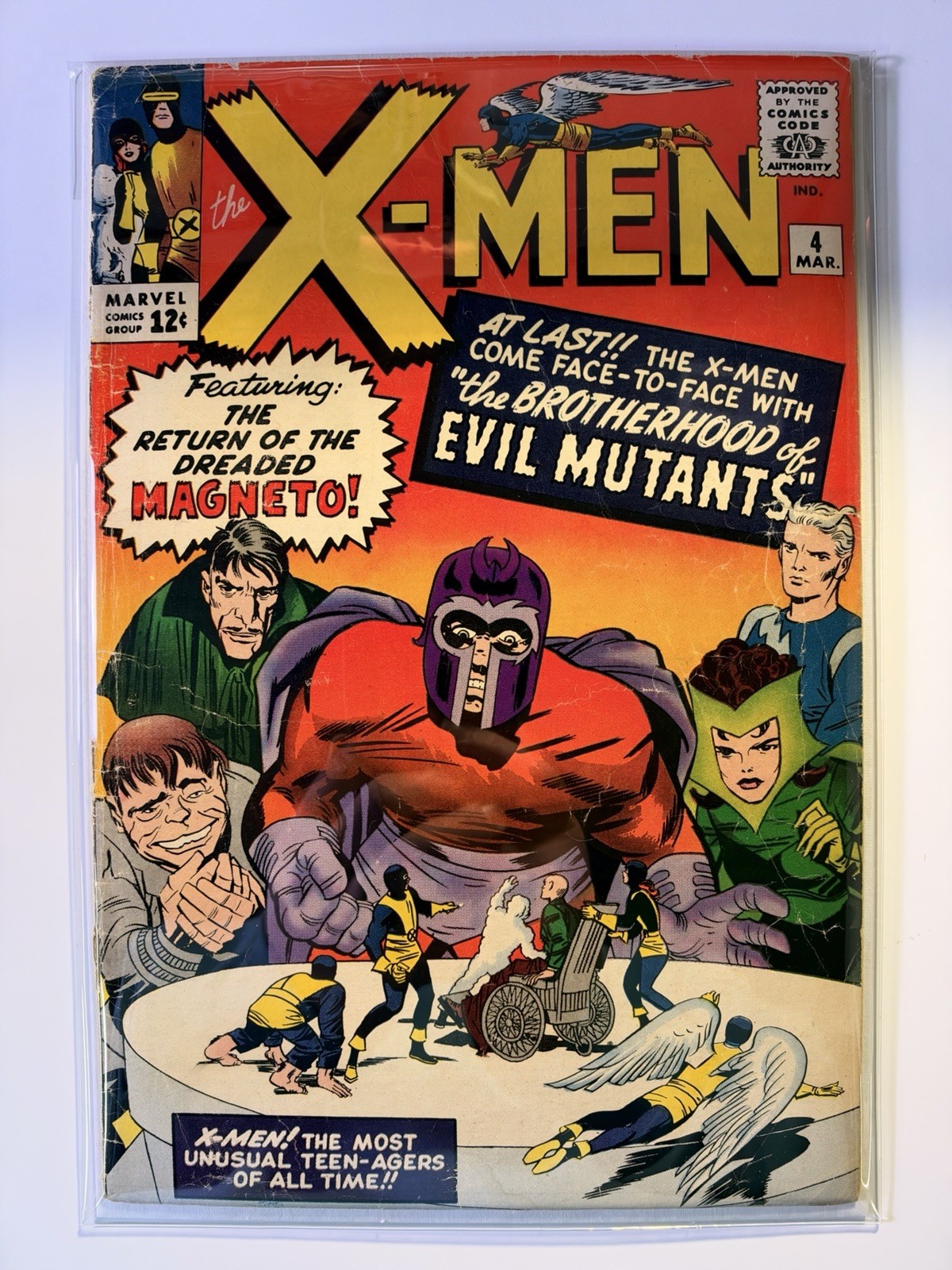 X-Men #4 March 1964 First Brotherhood of Evil Mutants 3.5/4.0 White pages X-Men #4 March 1964 First Brotherhood of Evil Mutants 3.5/4.0 White pages
