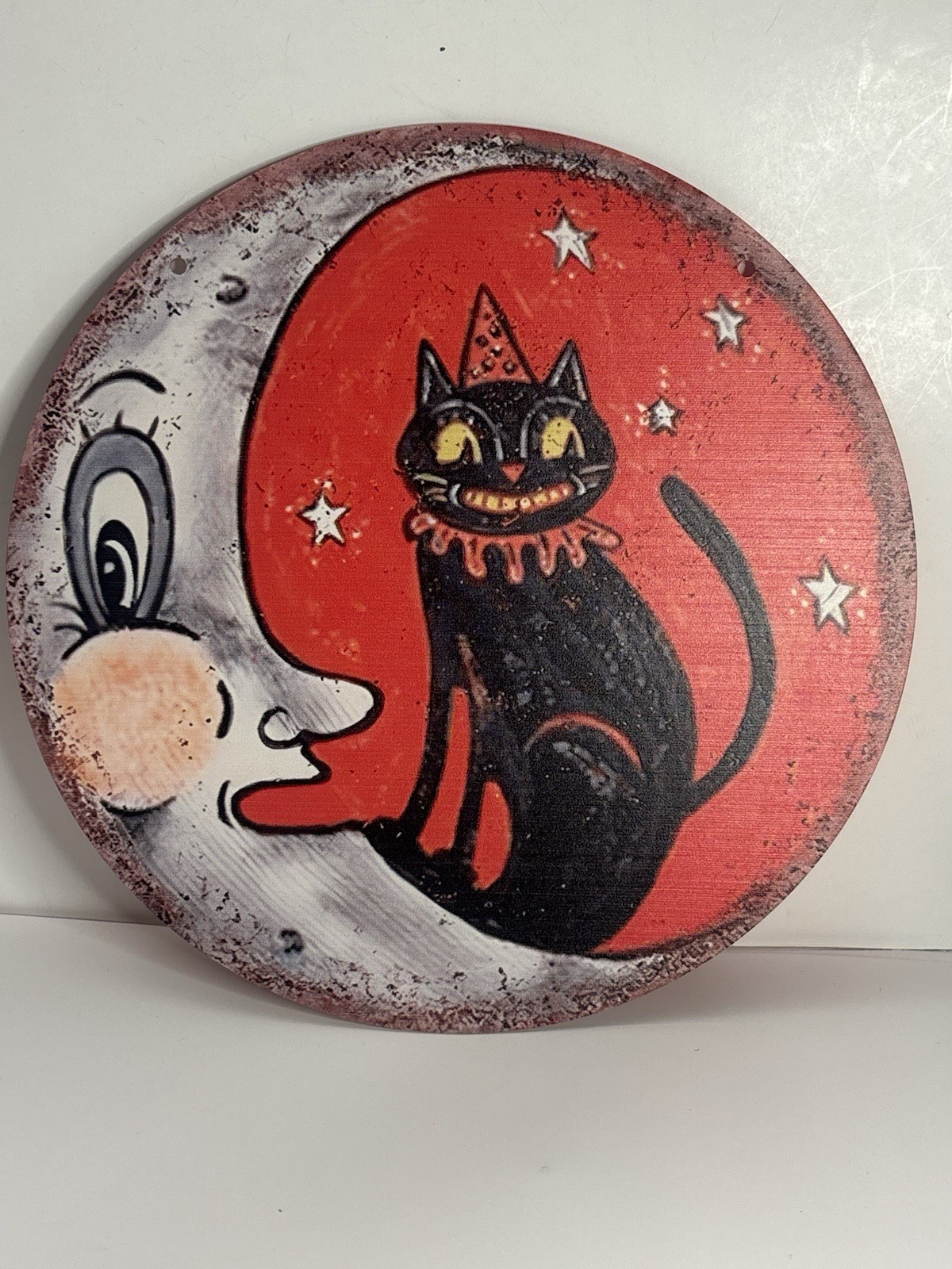 Halloween Anthropomorphic VINTAGE STYLE Moon Cat Acrylic Sign Wall Decor 8" Halloween Anthropomorphic VINTAGE STYLE Moon Cat Acrylic Sign Wall Decor 8"