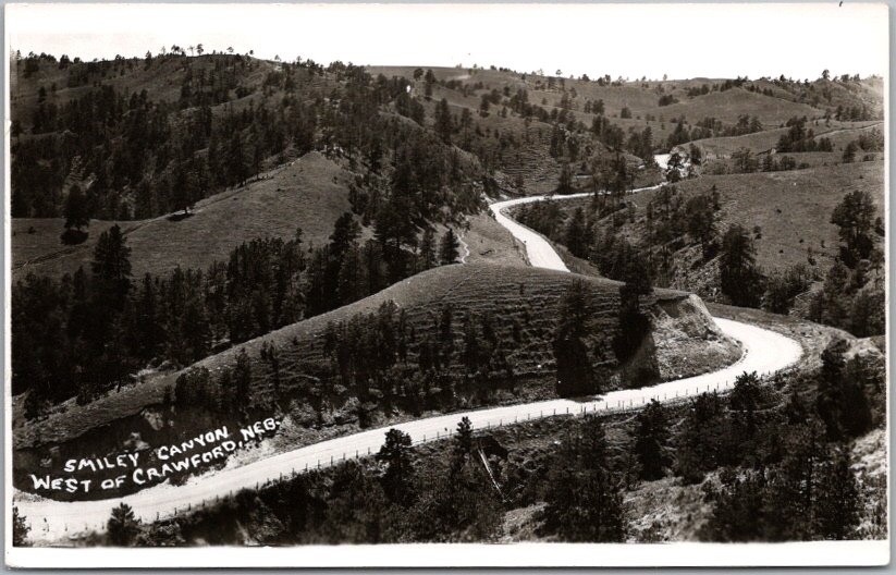 NEBRASKA Real Photo RPPC Postcard "Smiley Canyon West of Crawford" c1950s Unused