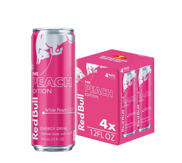 Red Bull Peach Edition Energy Drink, White Peach, 12 fl. oz., Pack of 4 Red Bull Peach Edition Energy Drink, White Peach, 12 fl. oz., Pack of 4