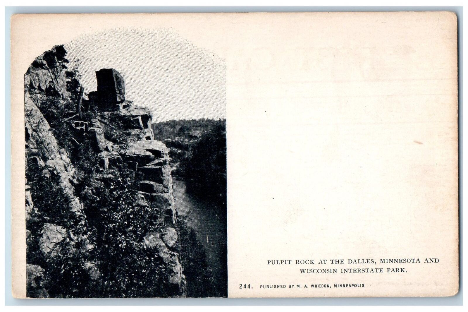 The Dalles Minnesota MN Postcard Pulpit Rock Wisconsin Interstate Park c1905\'s
