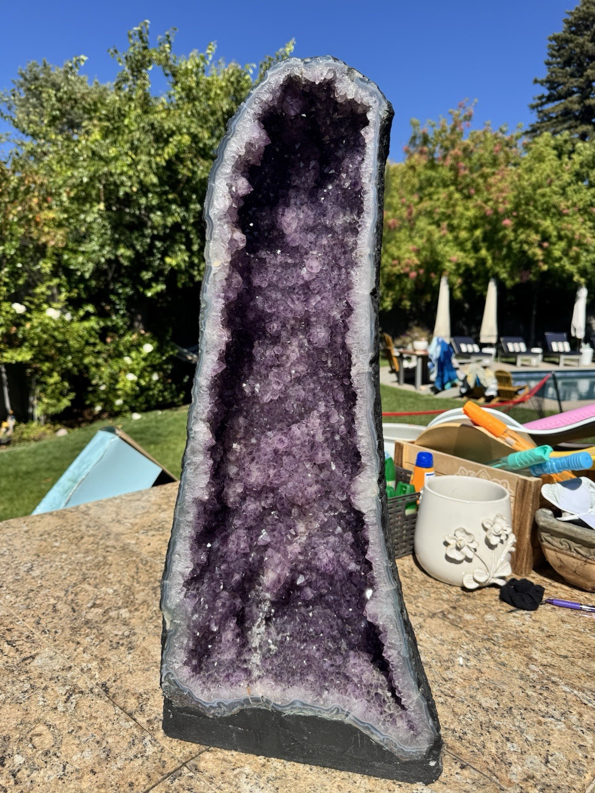 Large Amethyst Cathedral Geode 56 LB 28” Tall Deep Purple Crystal Display Large Amethyst Cathedral Geode 56 LB 28” Tall Deep Purple Crystal Display