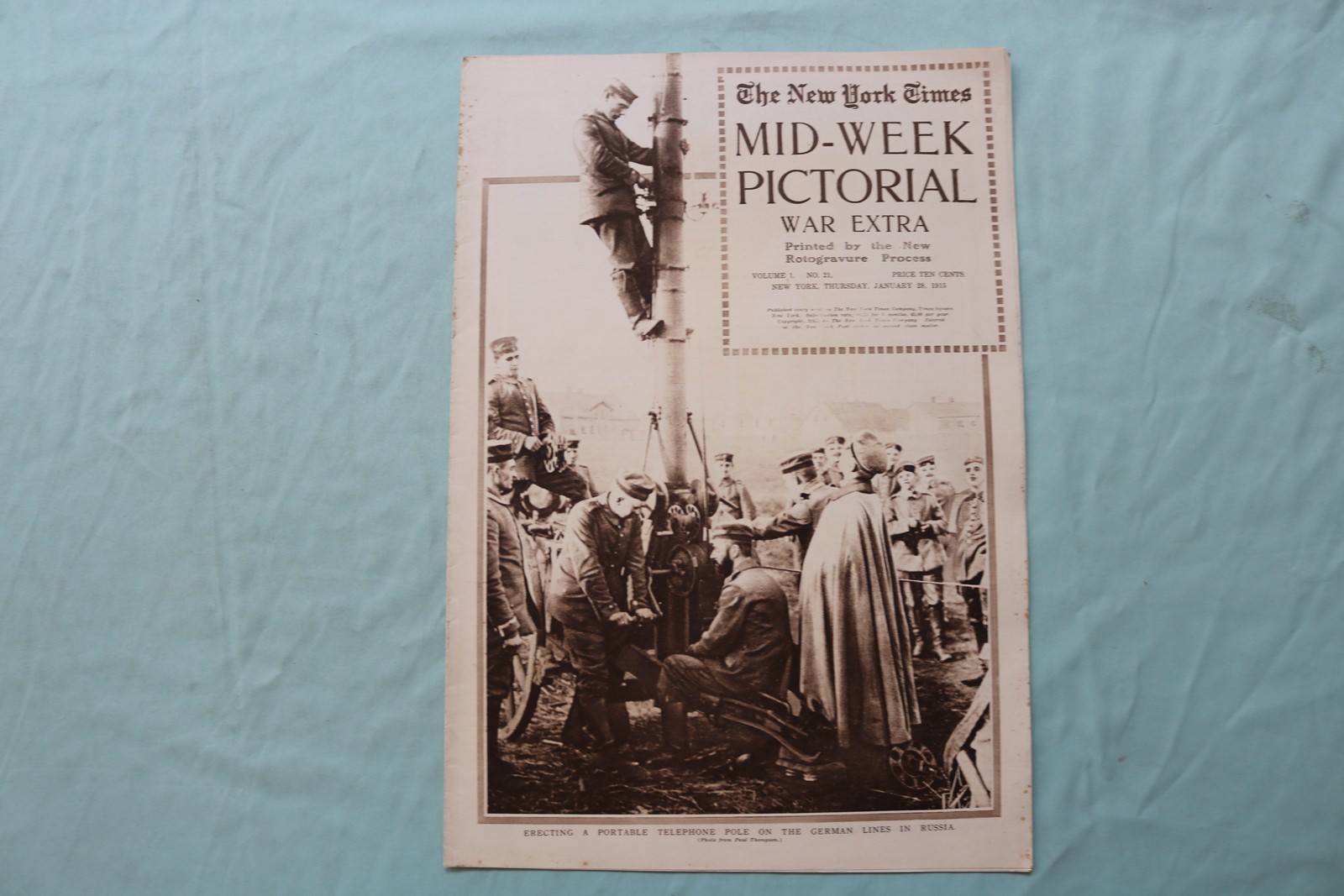 1915 JAN 28 NEW YORK TIMES MID-WEEK PICTORIAL WAR EXTRA- TELEPHONE POLE -NP 9125 1915 JAN 28 NEW YORK TIMES MID-WEEK PICTORIAL WAR EXTRA- TELEPHONE POLE -NP 9125