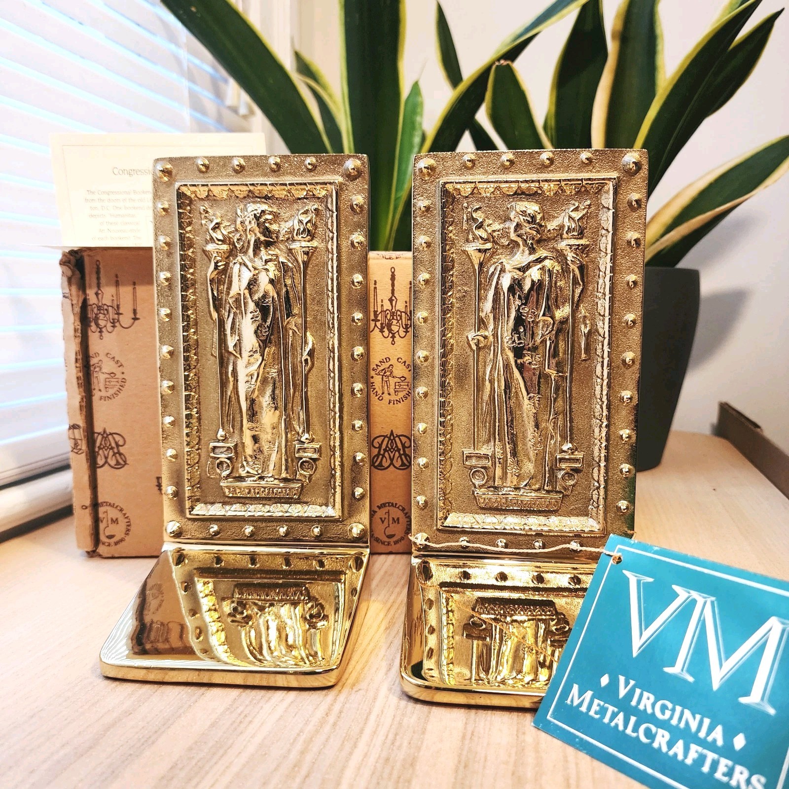 Virginia Metalcrafters 1984 Brass Doors To the Library Of Congress Book Ends Virginia Metalcrafters 1984 Brass Doors To the Library Of Congress Book Ends