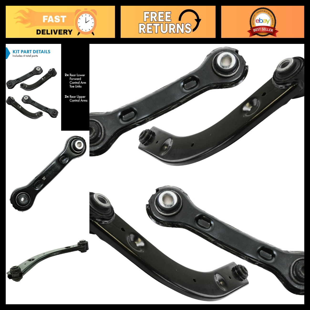 TRQ Rear Suspension Kit Control Arm Control Arm Toe Link TRQ Rear Suspension Kit Control Arm Control Arm Toe Link