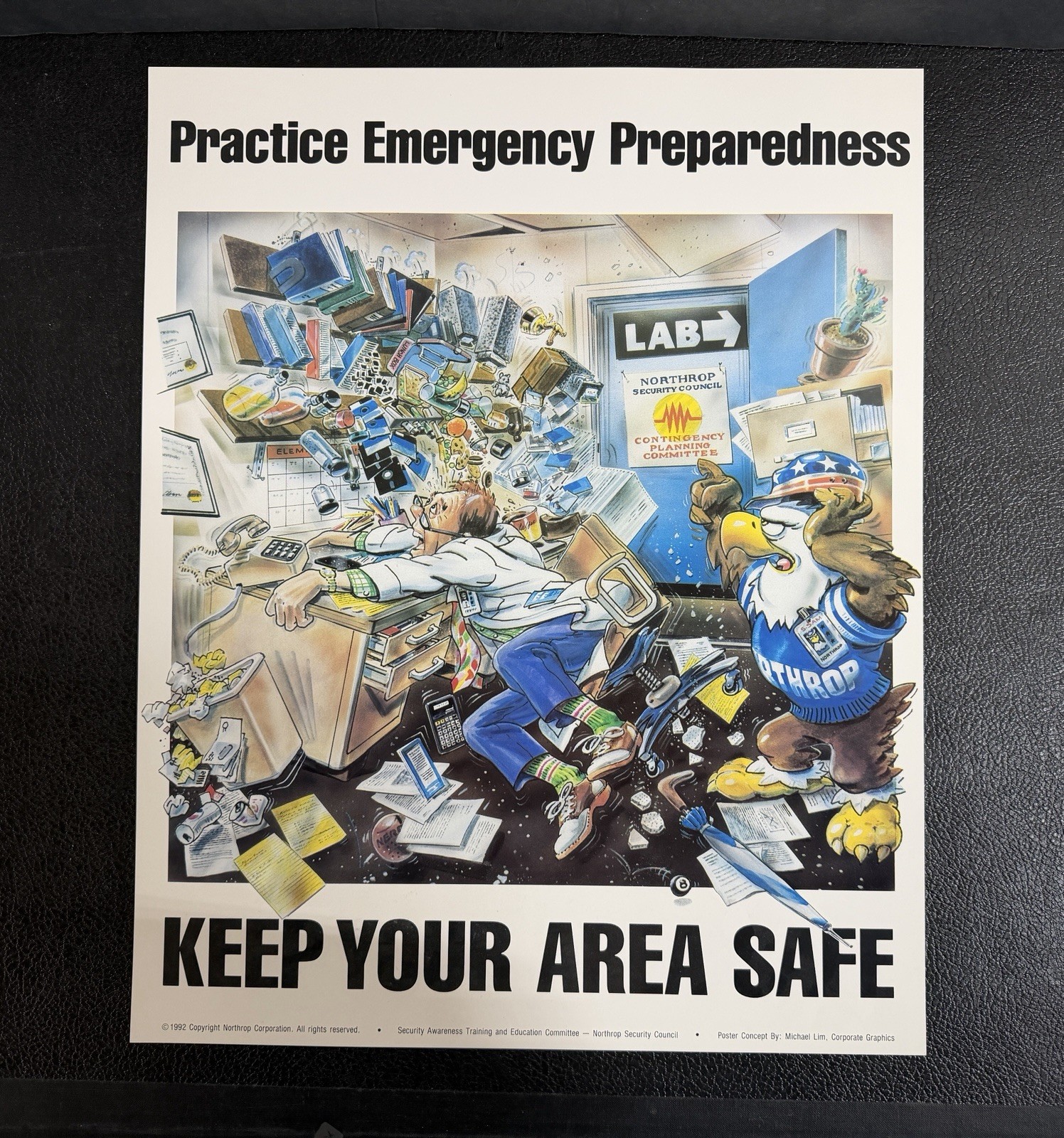 Vintage 1992 Northrop Security Poster Emergency Preparedness Eagle Art 20x16 Vintage 1992 Northrop Security Poster Emergency Preparedness Eagle Art 20x16