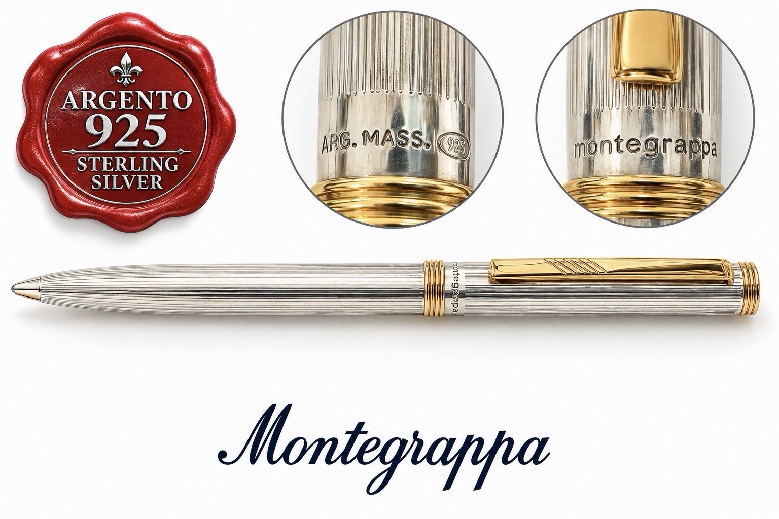 MONTEGRAPPA Solid Silver 925 Rollerball Pen Engraving 80 Vintage Box Warranty MONTEGRAPPA Solid Silver 925 Rollerball Pen Engraving 80 Vintage Box Warranty