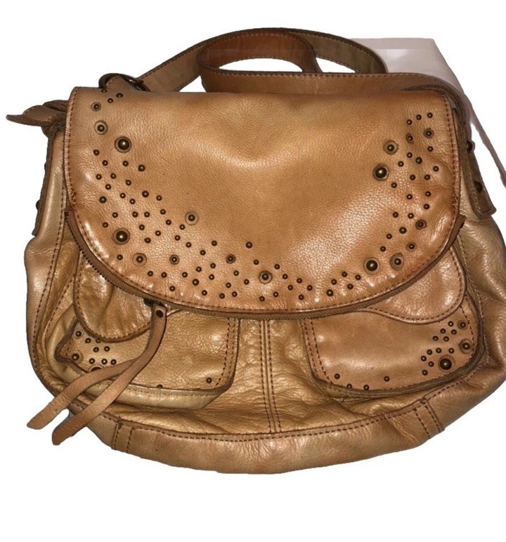 Vintage Look Large Lucky Brand Leather Bag Purse Crossbody