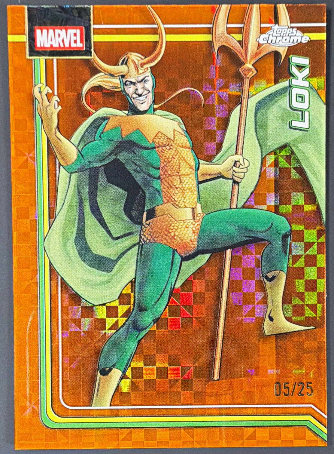 2026 Topps Chrome Marvel Comics Loki #131 Orange Geometric Refractor /25