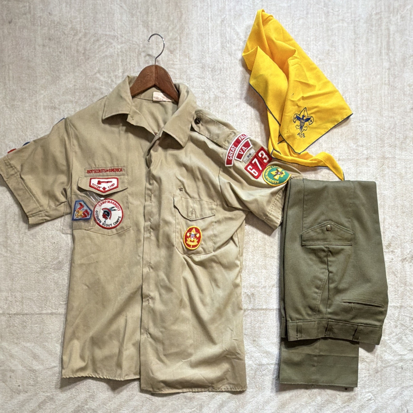 Vintage 1980s BSA Boy Scouts Uniform Set Troop 673 Great Falls VA 75th Patch Vintage 1980s BSA Boy Scouts Uniform Set Troop 673 Great Falls VA 75th Patch