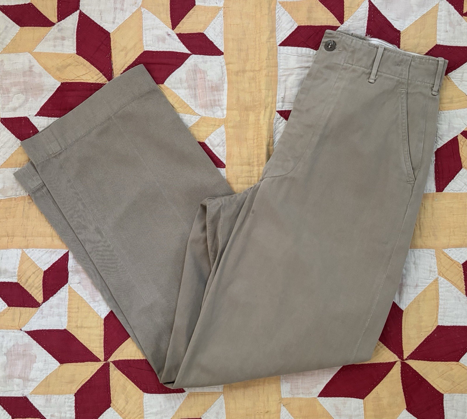 Vintage 40s US Army M43 Chino Pants Khakis 28x31" Gas Flap WWII AS IS Vintage 40s US Army M43 Chino Pants Khakis 28x31" Gas Flap WWII AS IS
