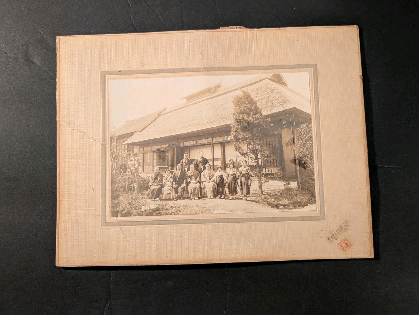 Vintage Real Photo Of Japanese Family In Front Of House Vintage Real Photo Of Japanese Family In Front Of House