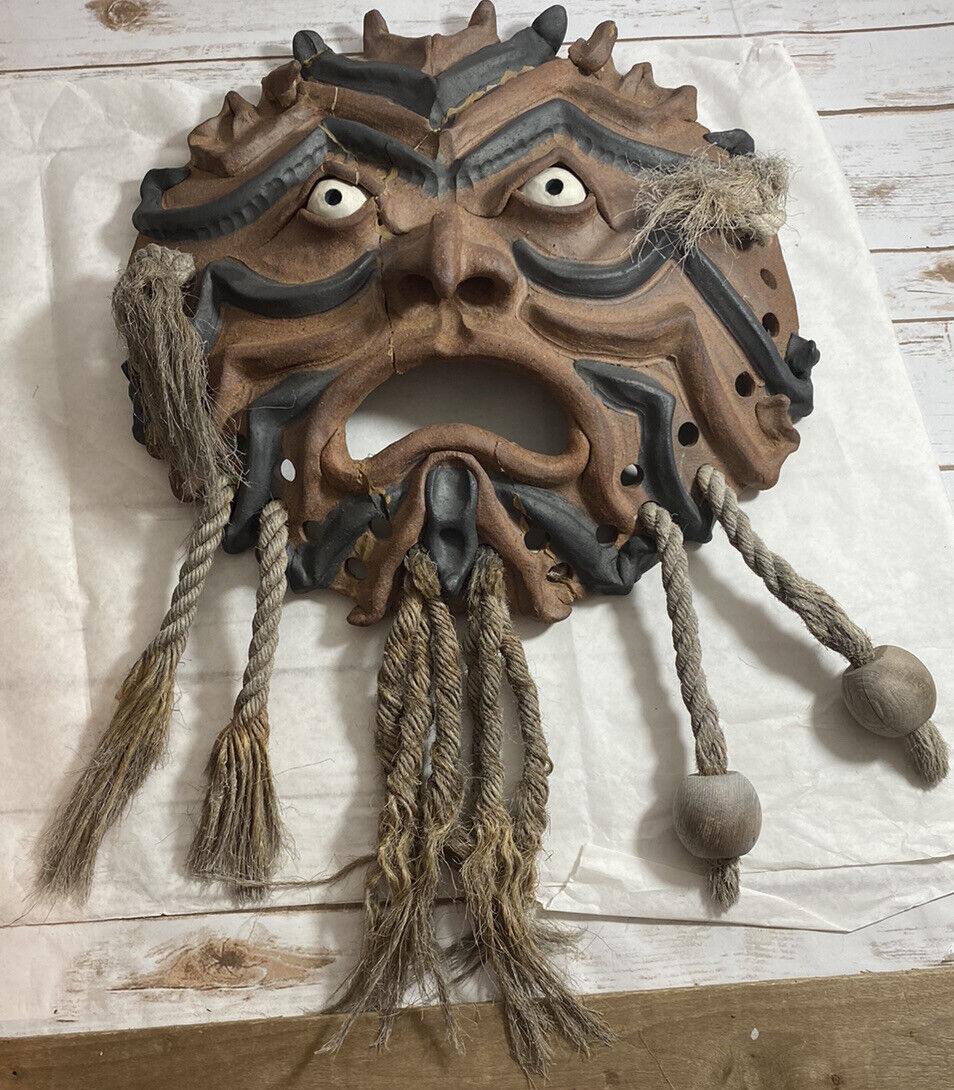 Large Tribal  Native American signed pottery Mask read description 29” X 19”
