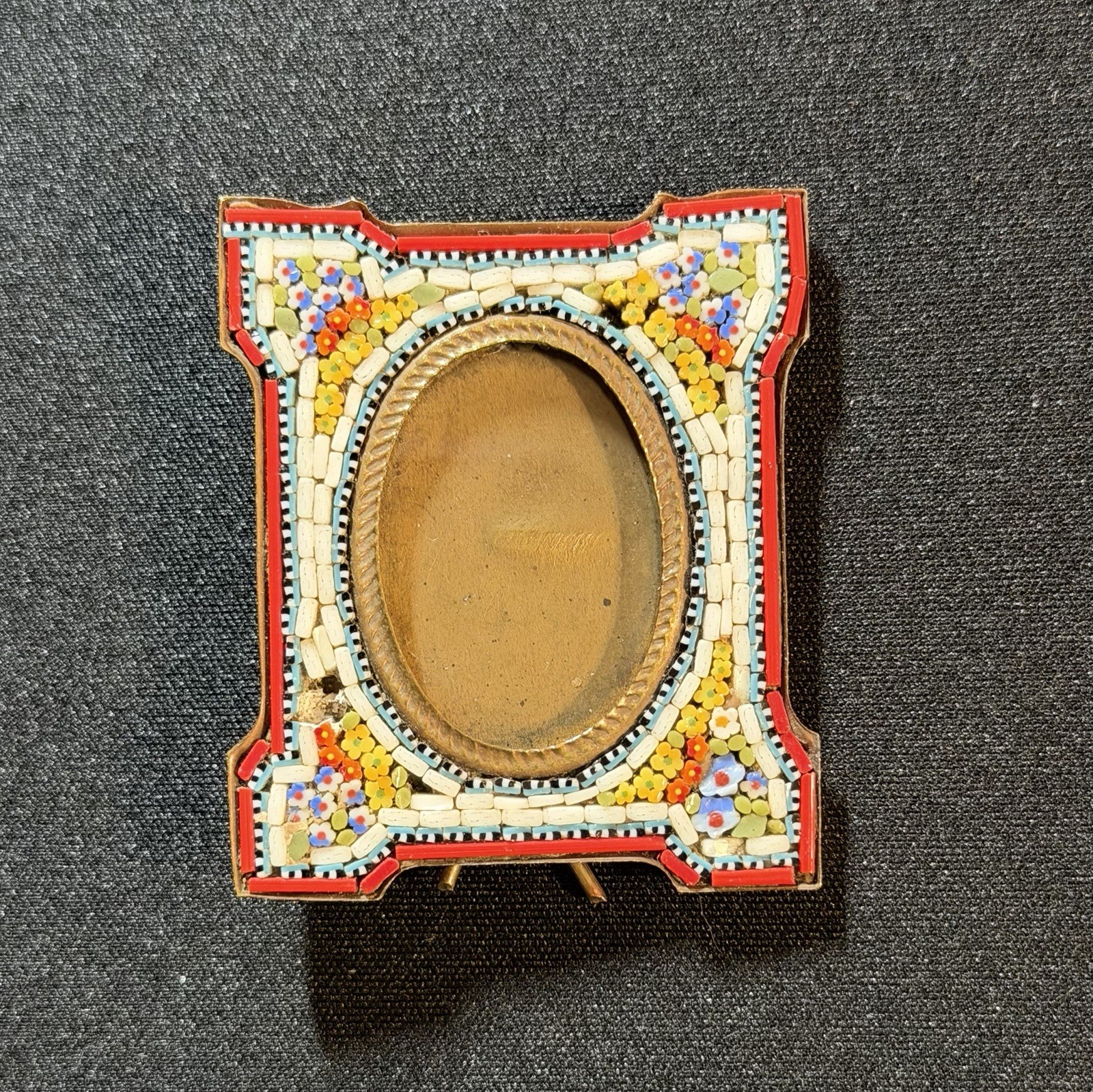 Antique Italian Micro-Mosaic Floral Miniature Picture Frame Victorian Beautiful Antique Italian Micro-Mosaic Floral Miniature Picture Frame Victorian Beautiful