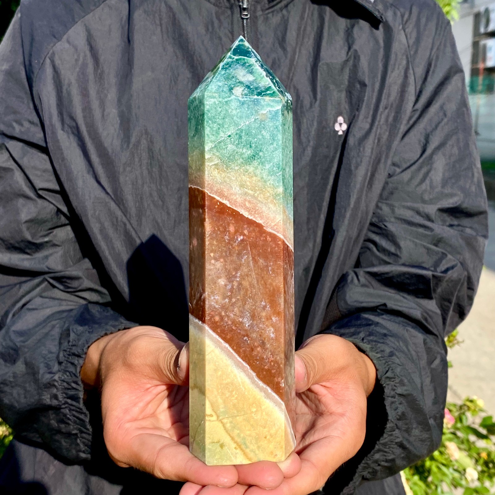 1.65LB Natural Ocean jasper Quartz Crystal obelisk Specimen Healing 1.65LB Natural Ocean jasper Quartz Crystal obelisk Specimen Healing
