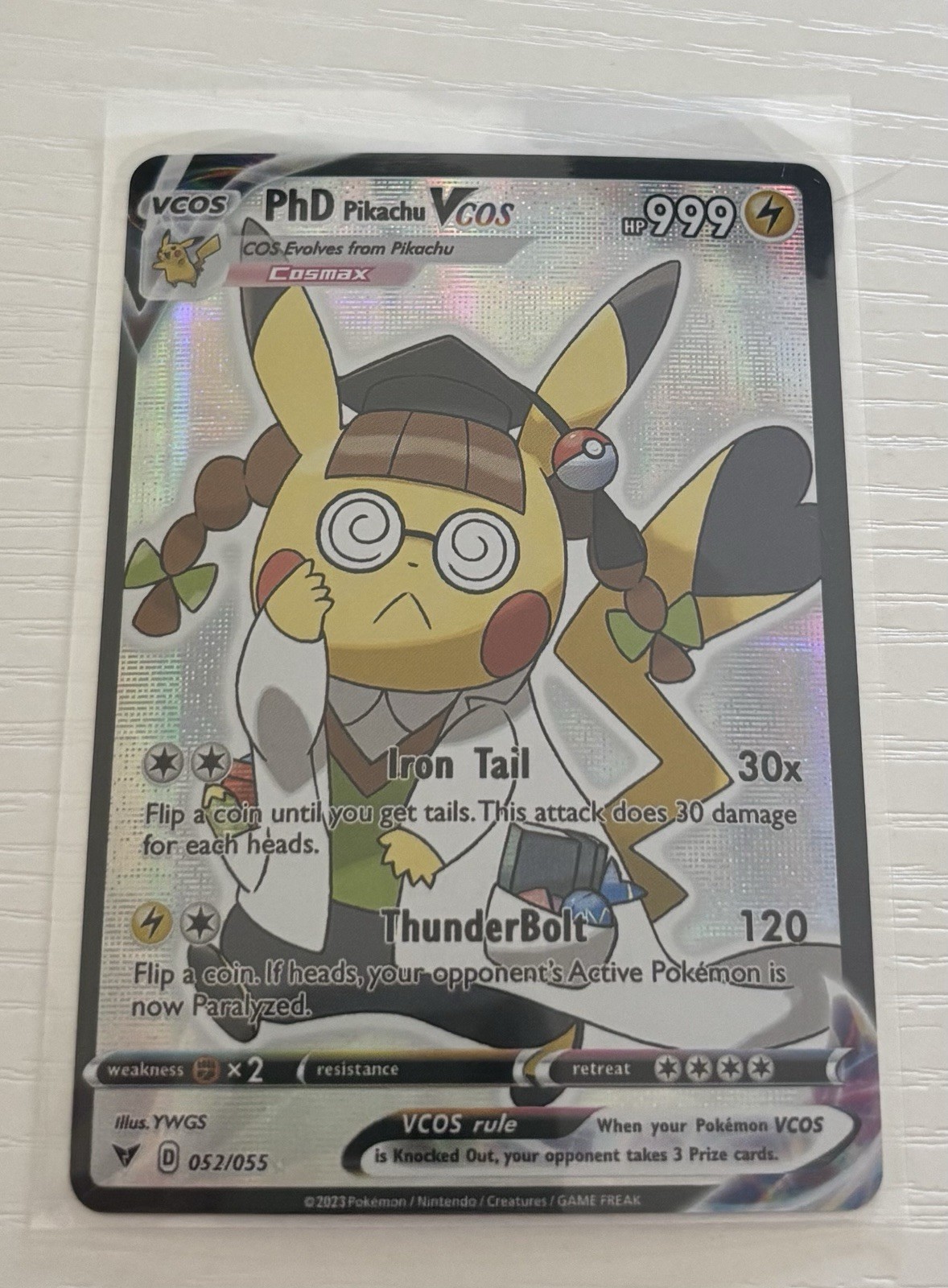 PhD Pikachu VCOS 052/055 Full Art Holo Pokémon Card NM (Fan Art) PhD Pikachu VCOS 052/055 Full Art Holo Pokémon Card NM (Fan Art)