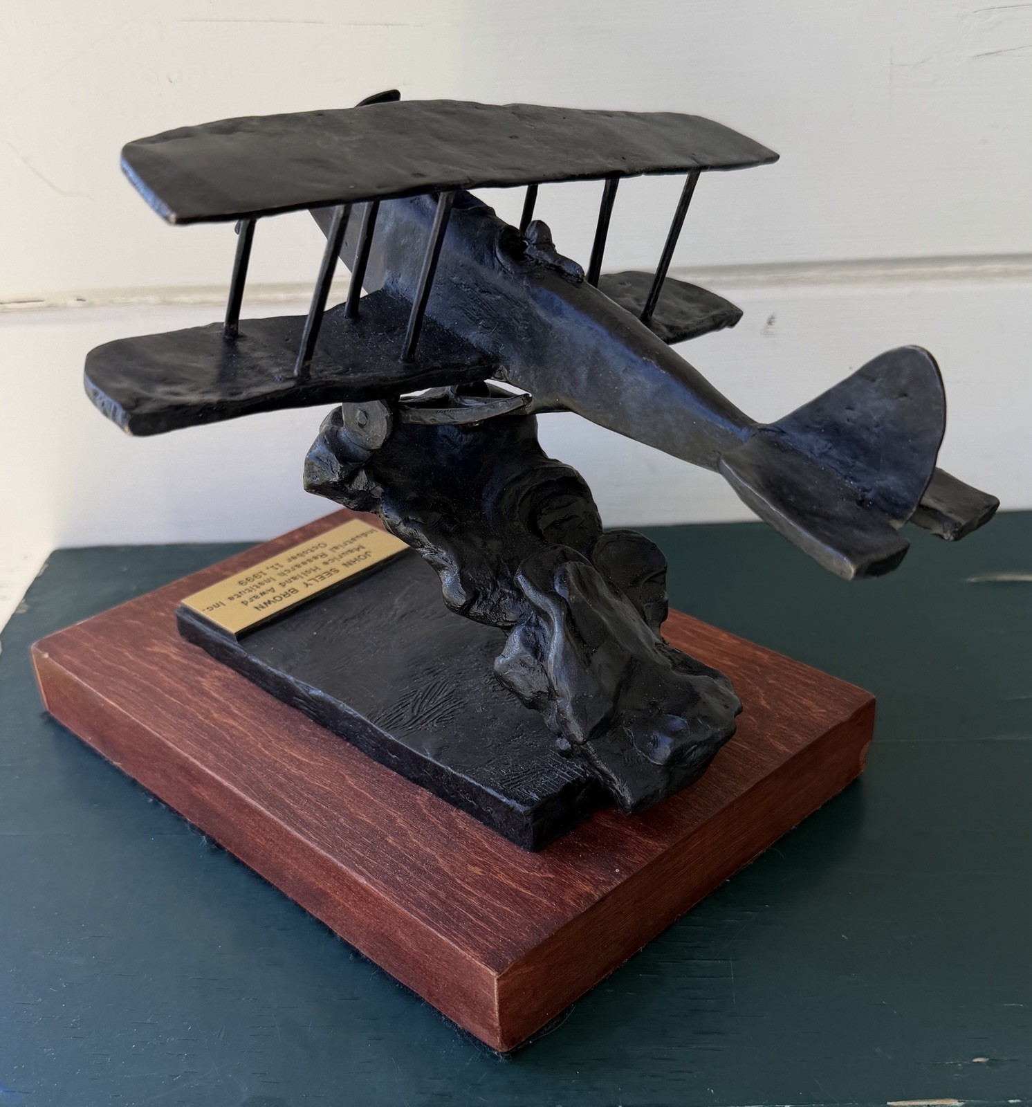Vintage Maurice Holland Award Bronze Jenny Airplane Sculpture Desk Model