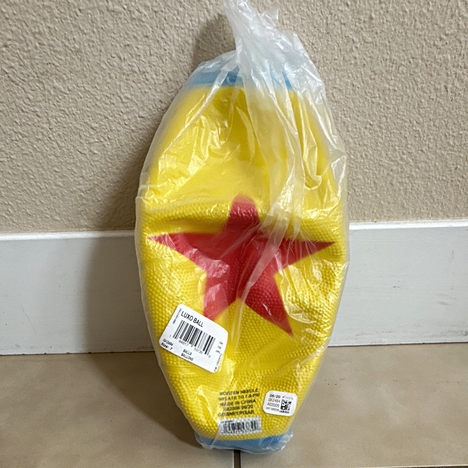 Adidas x Pixar Luxo Ball Size 7 Yellow/Blue Ball with Red Star, 2020 Adidas x Pixar Luxo Ball Size 7 Yellow/Blue Ball with Red Star, 2020
