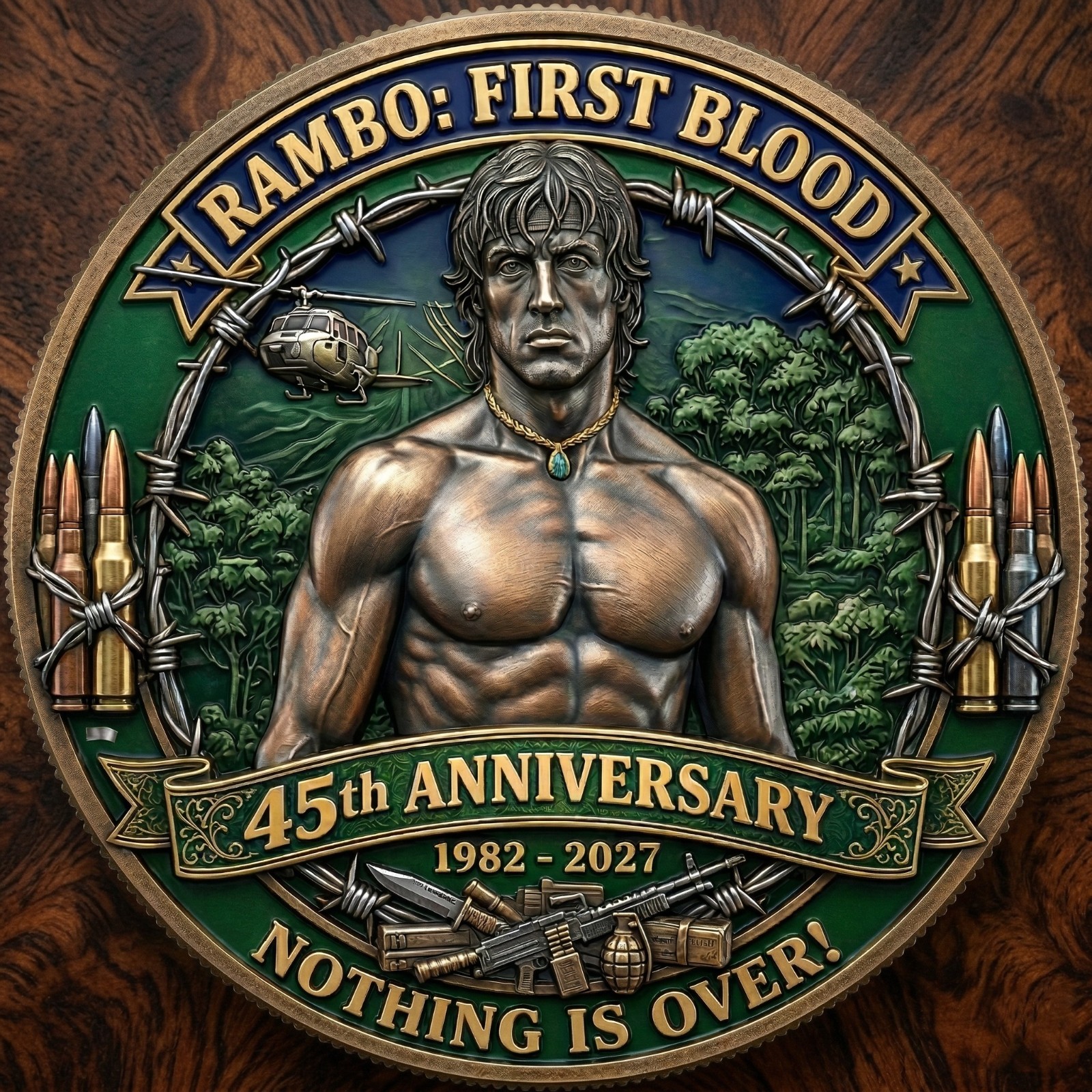 Rambo First Blood 45th Anniversary Coin 1982-2027 Sylvester Stallone Medal Rambo First Blood 45th Anniversary Coin 1982-2027 Sylvester Stallone Medal