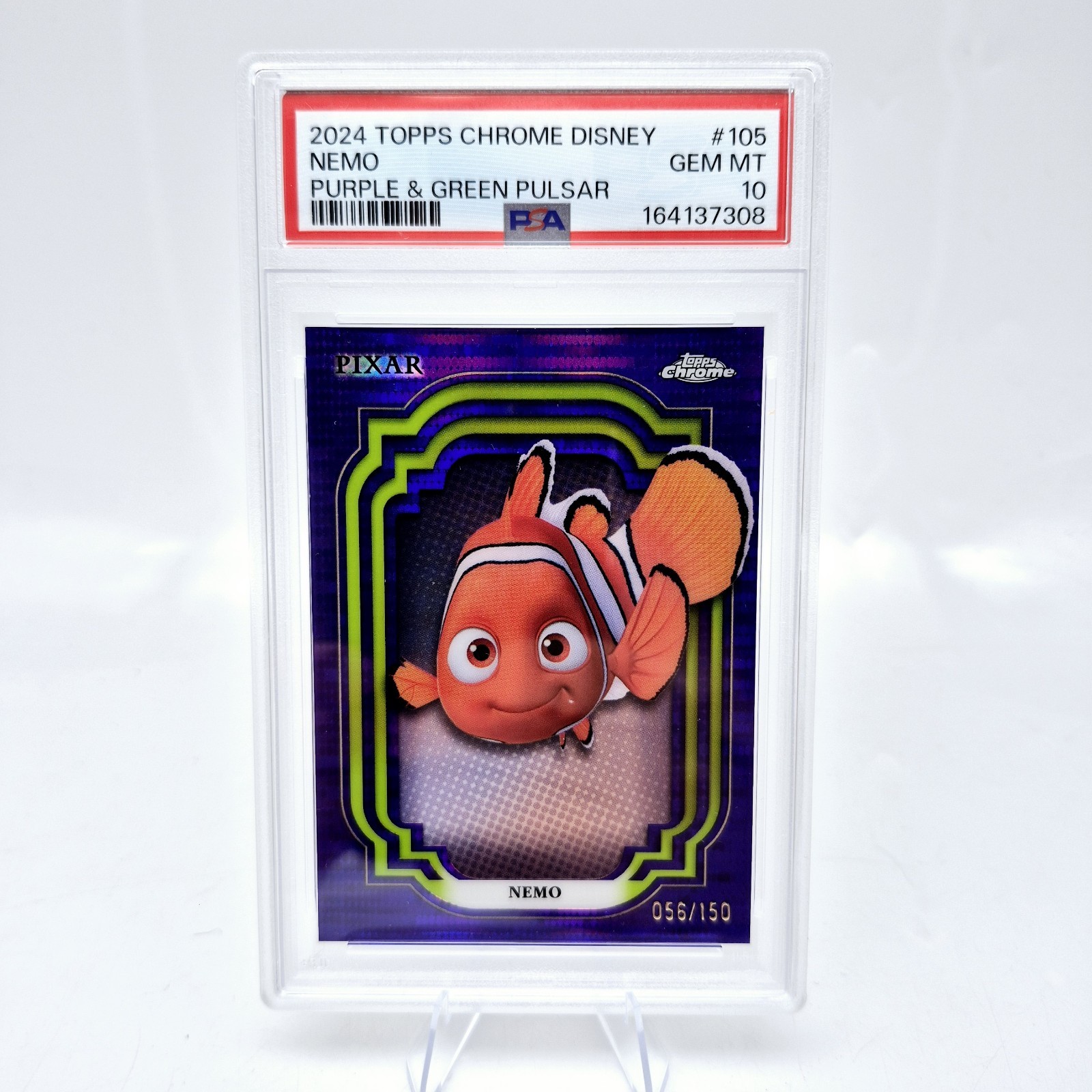 2024 Disney Topps Chrome Finding Nemo #105 PSA 10 Purple Green Pulsar /150 2024 Disney Topps Chrome Finding Nemo #105 PSA 10 Purple Green Pulsar /150