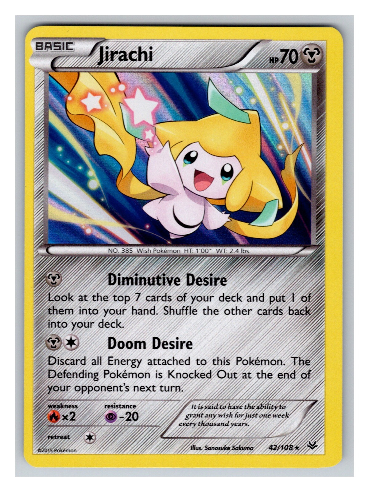 Jirachi 42/108 MINT/NM Pokemon Cards XY - Roaring Skies Holo Jirachi 42/108 MINT/NM Pokemon Cards XY - Roaring Skies Holo