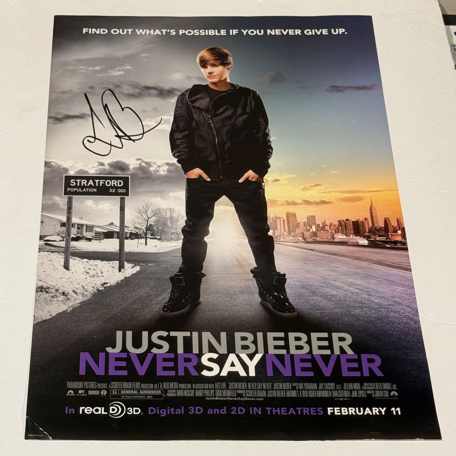 Justin Bieber Autographed Never Say Never Mini 13x19 Movie Poster Justin Bieber Autographed Never Say Never Mini 13x19 Movie Poster